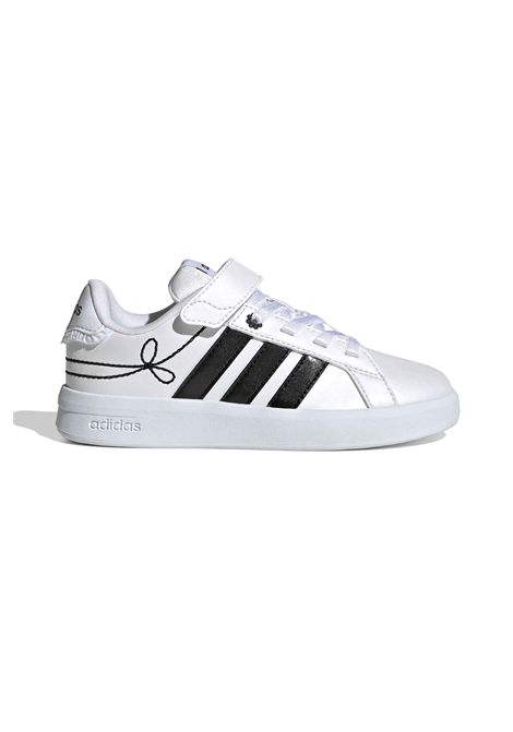 Adidas Grand Court 3.0 Shoes White Black Girls Kids ADIDAS CORE | Sneakers | KH8835-